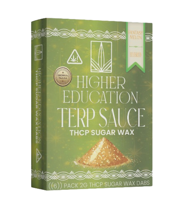 Higher Education 2G THCP Sugar Wax in Fantasy Melon flavor, perfect for dabbing enthusiasts exploring THCP.