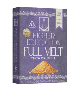 Higher Education 95% THCA Crumble in Key Lime Pie flavor, perfect for dabs and cannabis concentrates enthusiasts.