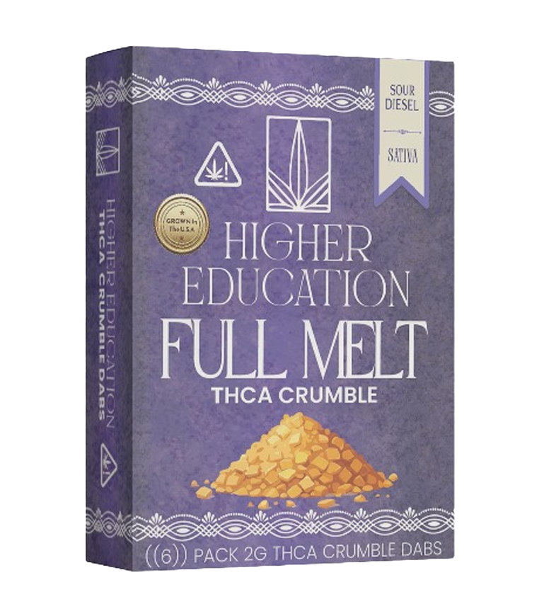 Higher Education 95% THCA Crumble in Key Lime Pie flavor, perfect for dabs and cannabis concentrates enthusiasts.