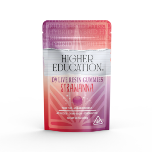Higher Education 1200mg D9 Live Resin Gummies in Strawnana flavor offer the best THC experience with Delta 9 edibles.